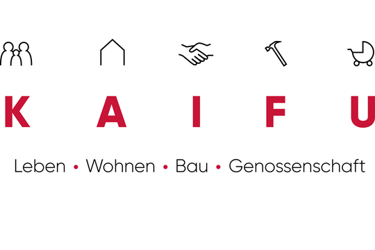 Logo von KAIFU mit Schriftzug Leben, Wohnen, Bau , Genossenschaft